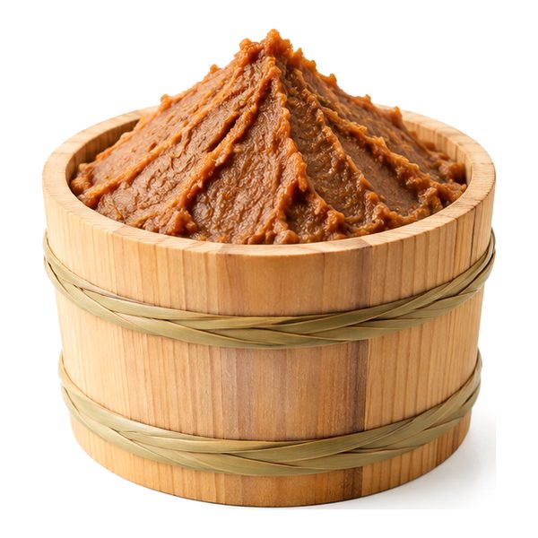 ラベルの無い小さな木の樽に入った味噌（イメージ）